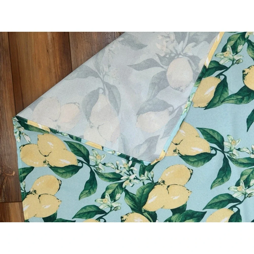 Lemon‎ Tablecloth Spring Summer Table Cloth 83x58 Light Blue Cottagecore